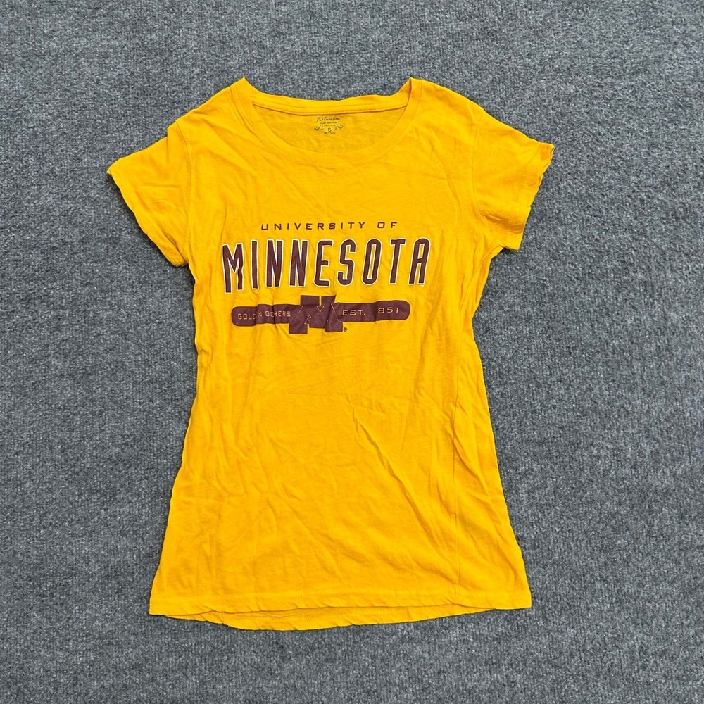 J. America T-Shirt Womens Size S Yellow University of Minnesota Golden Gophers